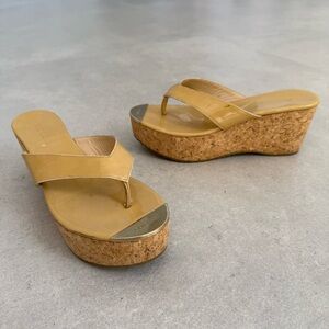 JIMMY CHOO Pathos patent cork wedges 38